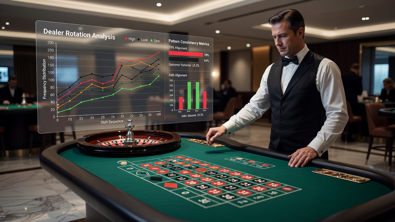 Roulette-Tisch mit wechselnden Croupiers in einem europäischen Casino