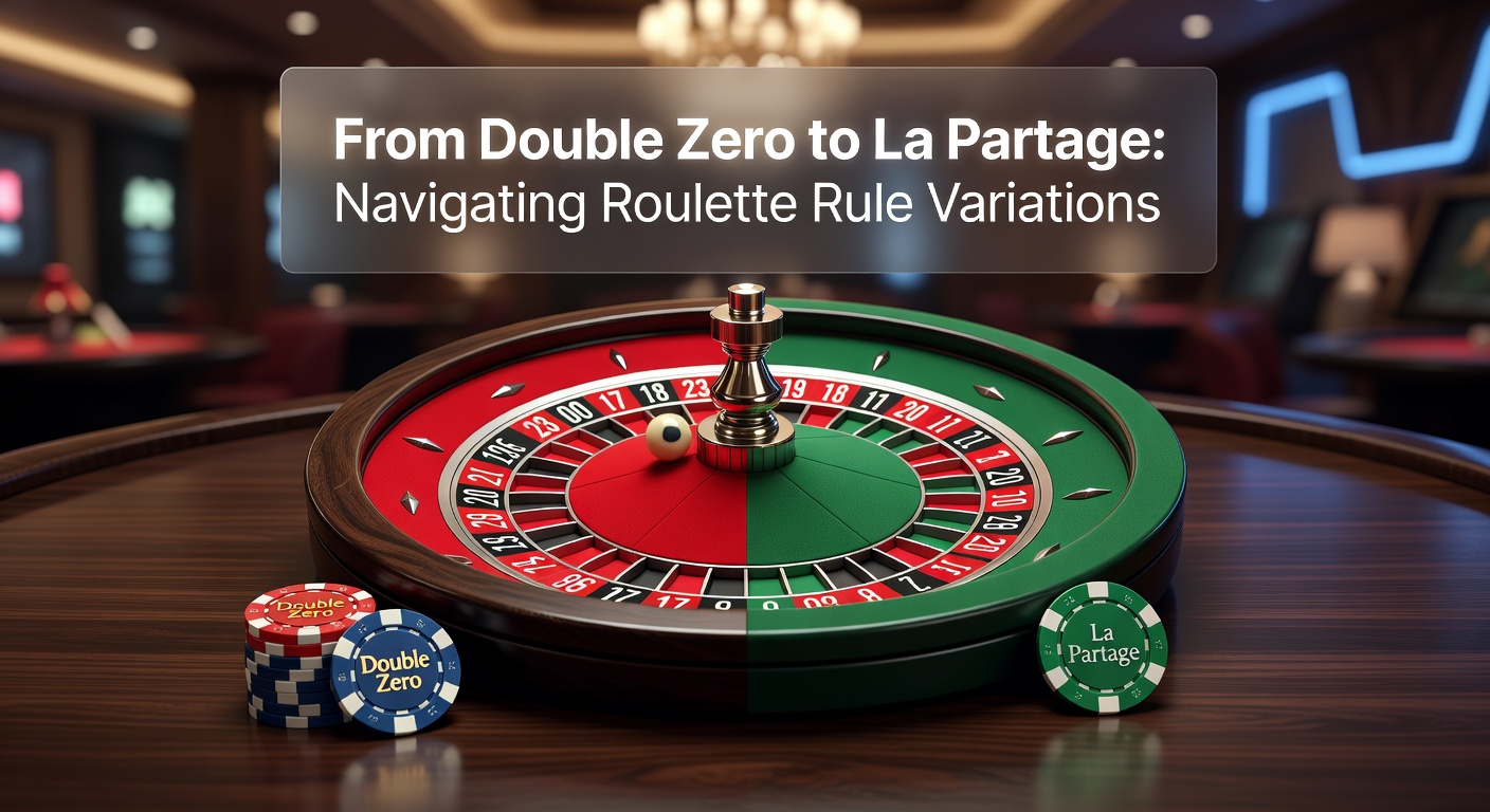 Ein klassisches Roulette-Rad mit Double-Zero-Fach, das die amerikanische Variante symbolisiert, umgeben von grünen Filztischen in einem belebten Casino