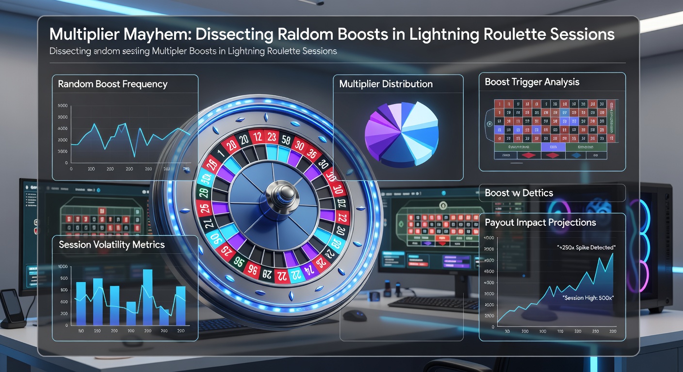 Detaillierte Grafik einer Lightning-Roulette-Runde mit RNG-ausgewählten Multiplikatoren und Gewinnsimulation