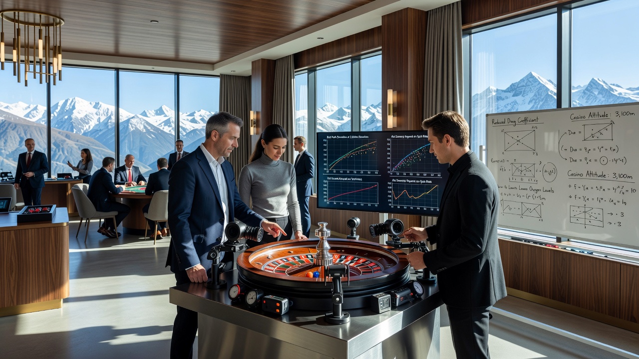 Messgeräte und Kamerasystem an einem Roulette-Tisch in Höhenlage