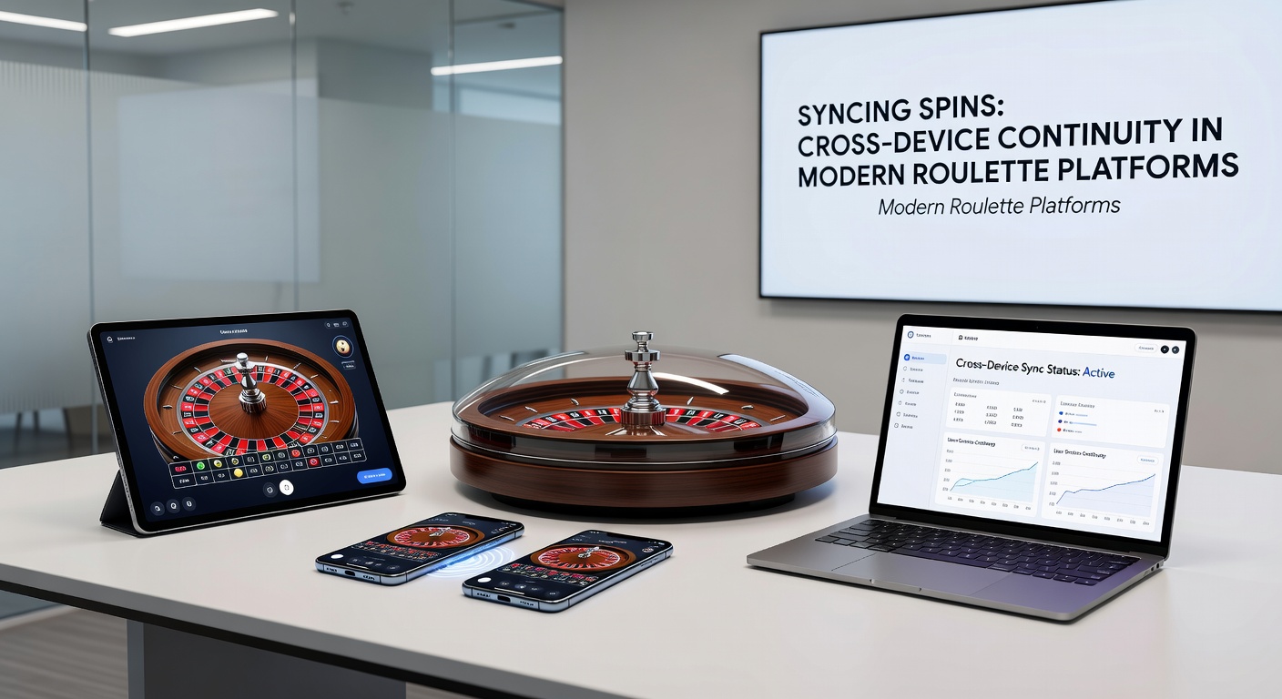 Grafik zeigt Datenfluss zwischen Smartphone, Cloud-Server und Desktop bei Roulette-Sync
