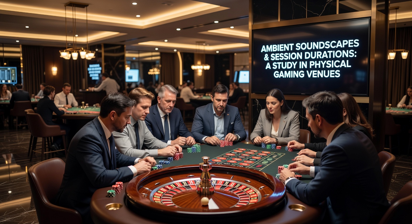 Detailaufnahme eines Roulette-Rades mit umgebenden Spielern und subtilen akustischen Elementen im Hintergrund